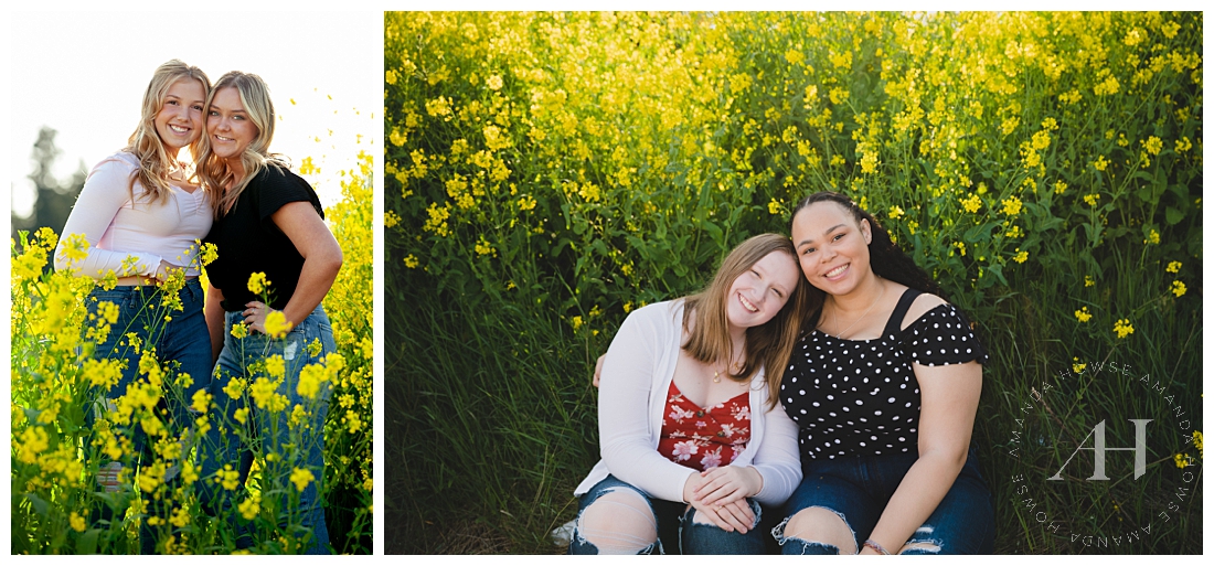 Senior Girl Friends in Field of Flowers | AHP Model Team | Photographed by the Best Tacoma Senior Photographer Amanda Howse Photography 