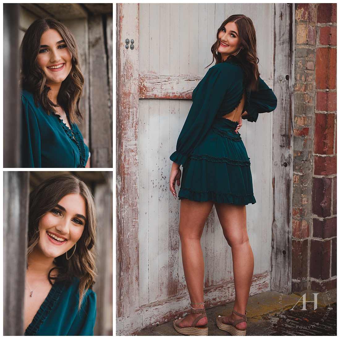 Rustic Senior Portraits with Brick Walls and Teal Dress | Photographed by the Best Tacoma Senior Photographer Amanda Howse Photography