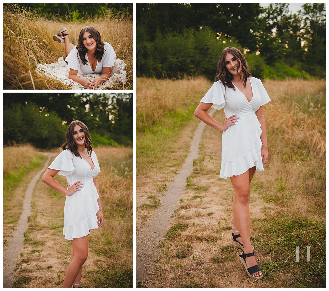 Outdoor Senior Portraits Near Tacoma | How to Style a White Dress | Photographed by the Best Tacoma Senior Photographer Amanda Howse Photography