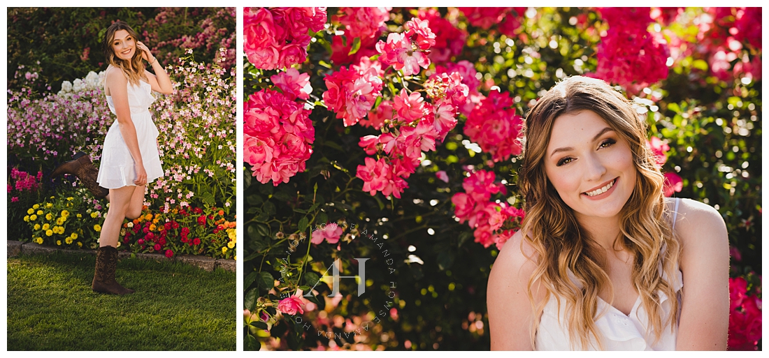 Blooming Flowers for Senior Portraits in a Garden | Point Defiance Rose Garden Portraits | Photographed by the Best Tacoma Senior Photographer Amanda Howse Photography