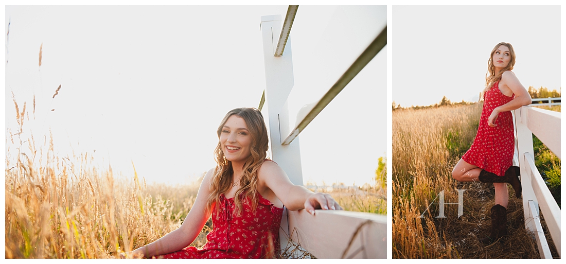 Cute Outdoor Senior Portraits in Lake Tapps | Floral Dress for Senior Portraits | Photographed by the Best Tacoma Senior Photographer Amanda Howse Photography