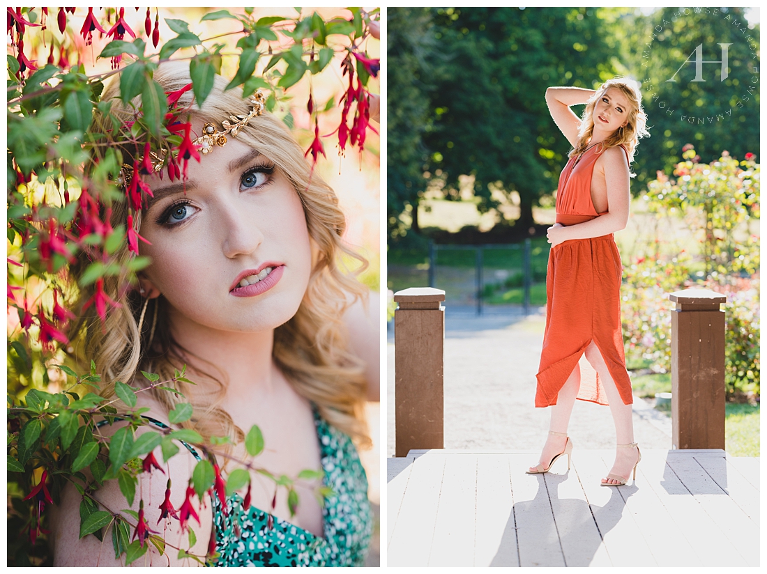 Garden Senior Portraits in Point Defiance | Outfit Ideas for Senior Girls | Photographed by the Best Tacoma Senior Portrait Photographer Amanda Howse Photography