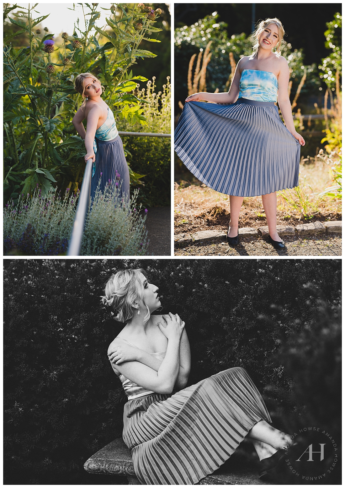 How to Style a Skirt for Senior Portraits | Glam Hair and Makeup for Tacoma Senior Portraits | Photographed by the Best Tacoma Senior Portrait Photographer Amanda Howse Photography