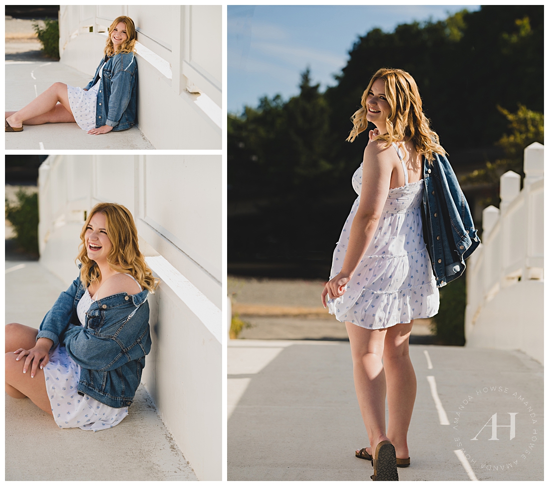 Jean Jacket Summer Moments on a Bridge | Senior Portrait Style Tips | Photographed by the Best Tacoma Senior Photographer Amanda Howse Photography