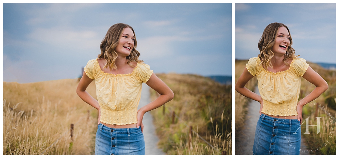 Senior Pictures with Overcast Sky | Summer Wardrobe Inspo, August Senior Portraits | Photographed by the Best Tacoma Senior Photographer Amanda Howse Photography