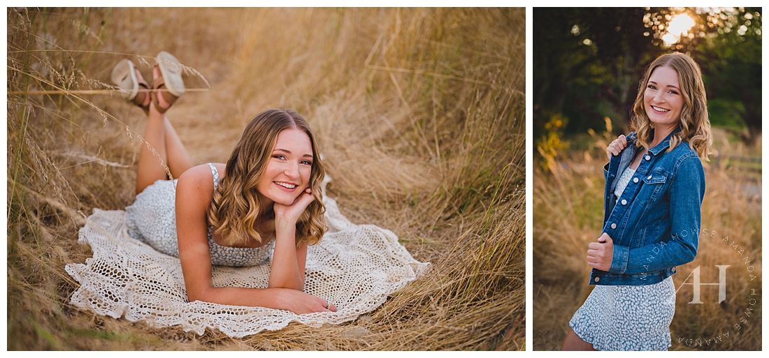 Rustic Senior Photos at Fort Stilly | Using a Blanket as Senior Portrait Accessory, Outfit Inspiration for Senior Photos | Photographed by the Best Tacoma Senior Photographer Amanda Howse Photography