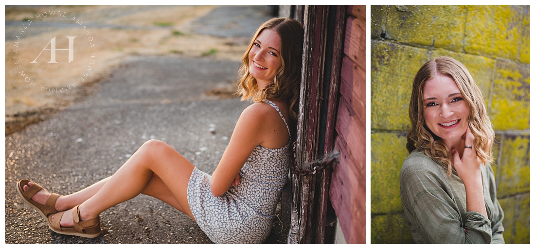 Yellow and Green Toned Senior Photos | Cute Textured Backgrounds Ideas for Unique Senior Portraits | Photographed by the Best Tacoma Senior Photographer Amanda Howse Photography