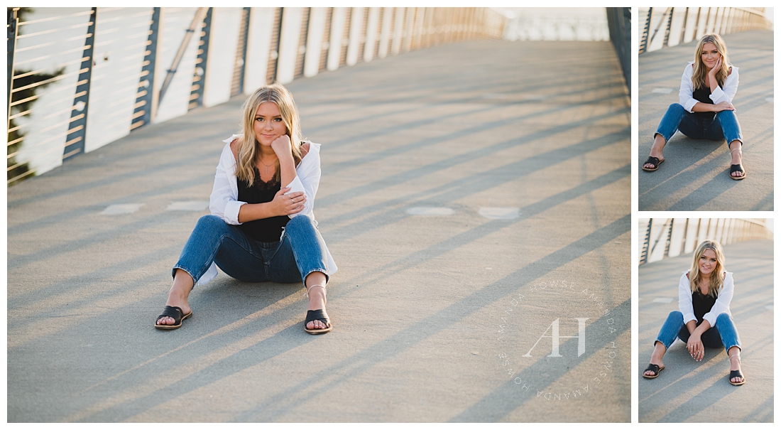 Chic B&W Outfit Ideas for High School Seniors | Chambers Bay Tacoma, Cute One Strap Chunky Sandals | Photographed by the Best Tacoma Senior Photographer Amanda Howse Photography