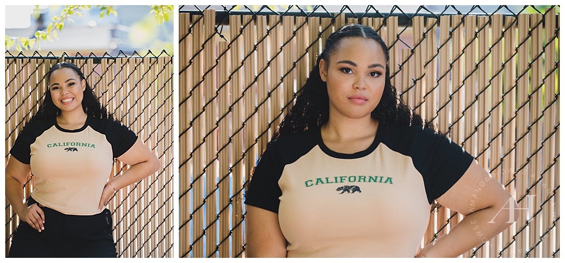 California Urban Fence Photoshoot | Casual T for Cute Senior Outfit | Photographed by the Best Tacoma Senior Photographer Amanda Howse Photography