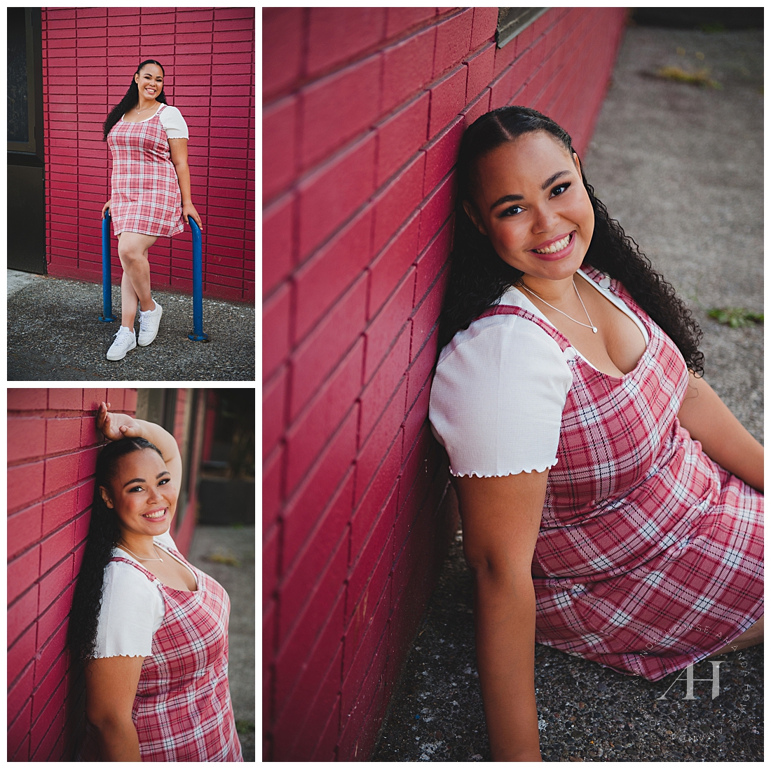 Senior Shoot with Red Brick Wall Background | Cute Urban Senior Pics for High School Girls | Photographed by the Best Tacoma Senior Photographer Amanda Howse Photography