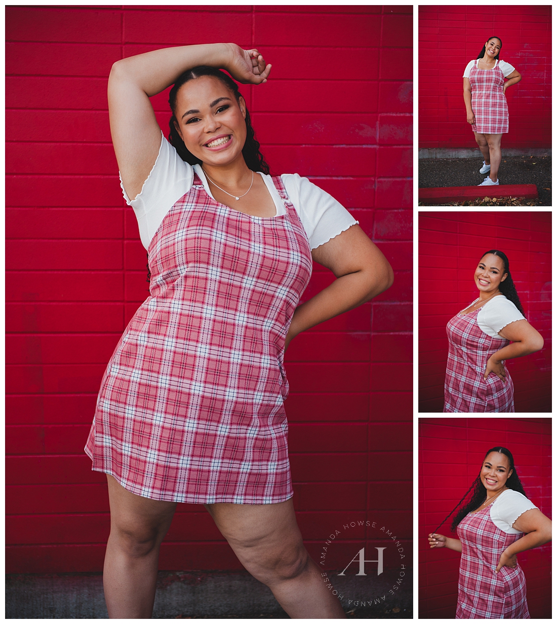 Clueless Inspired Outfit for Senior Pics | Painted Red Wall, Urban Photoshoot | Photographed by the Best Tacoma Senior Photographer Amanda Howse Photography