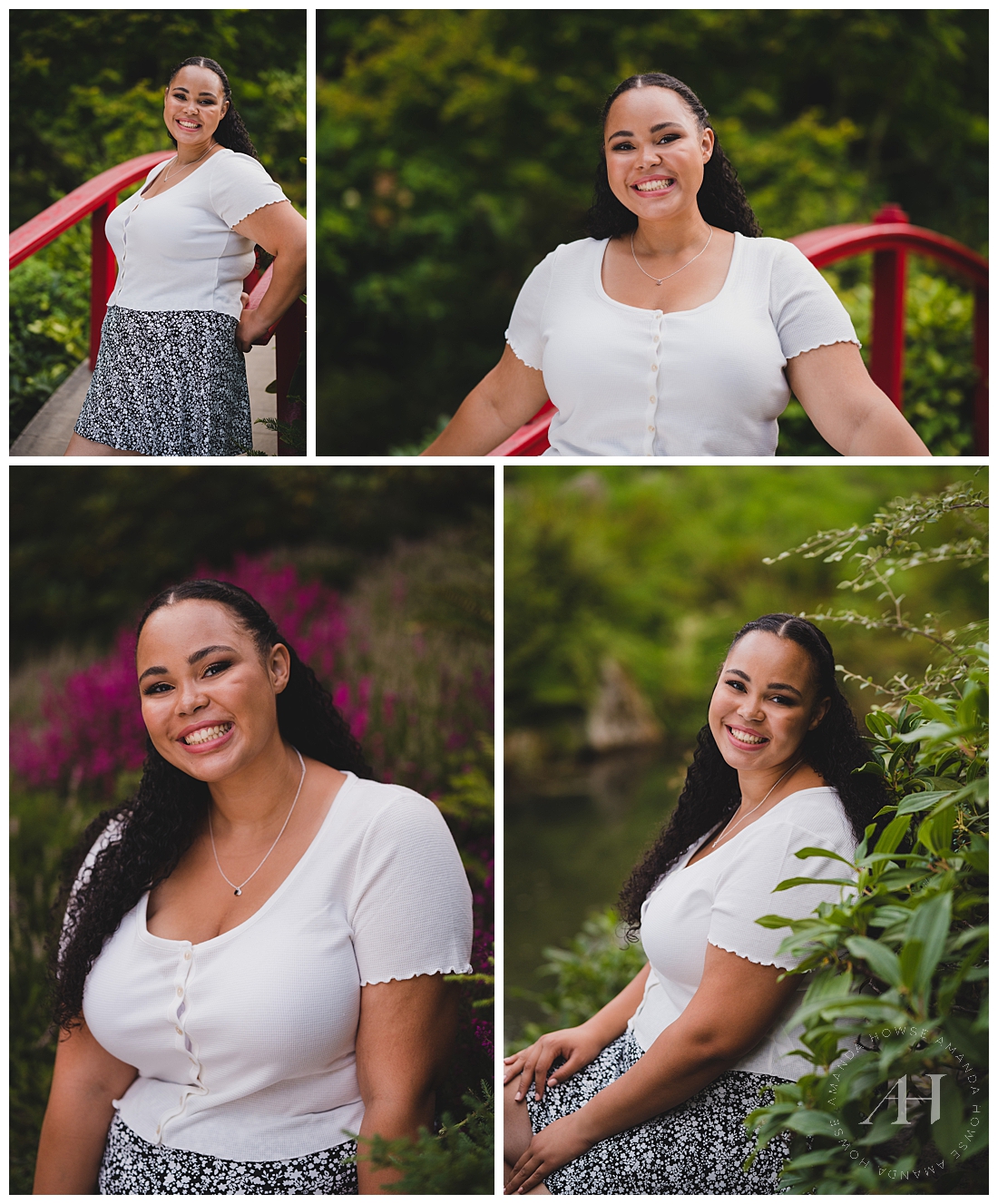 Timeless Senior Photos in Garden | B&W Outfit Ideas, Classic Senior Portraits | Photographed by the Best Tacoma Senior Photographer Amanda Howse Photography