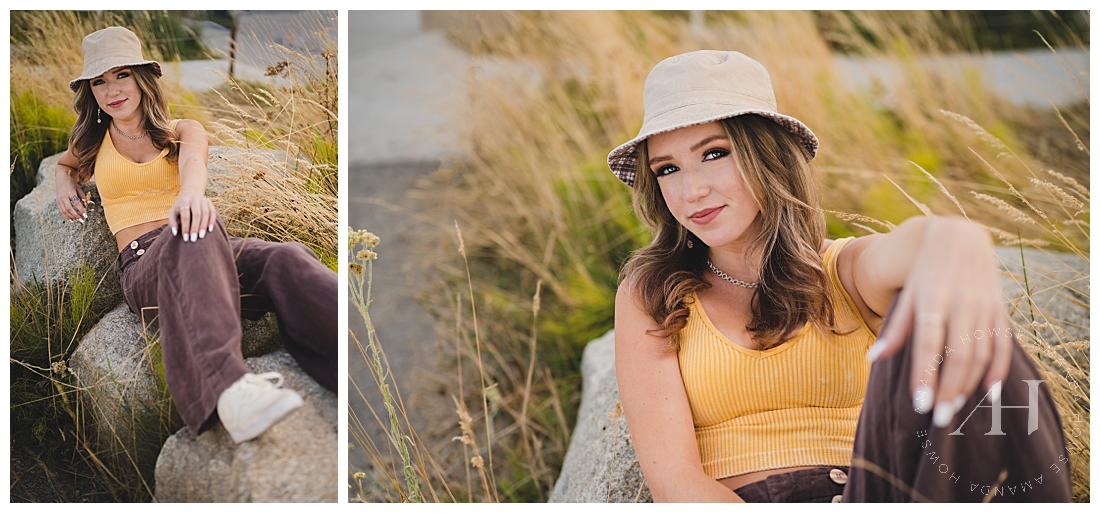 Point Defiance Beach Shoot | Bucket Hat and Vintage Outfit Inspo | Photographed by the Best Tacoma Senior Photographer Amanda Howse Photography