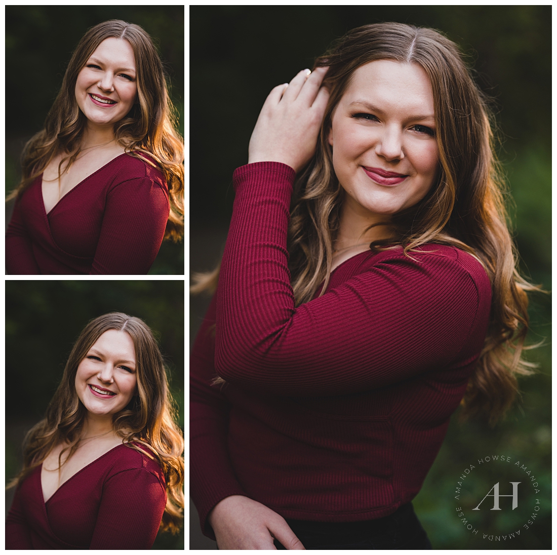 Fall Senior Portraits | Maroon Long-Sleeve Outfit | Photographed by the Best Tacoma Senior Photographer Amanda Howse Photography