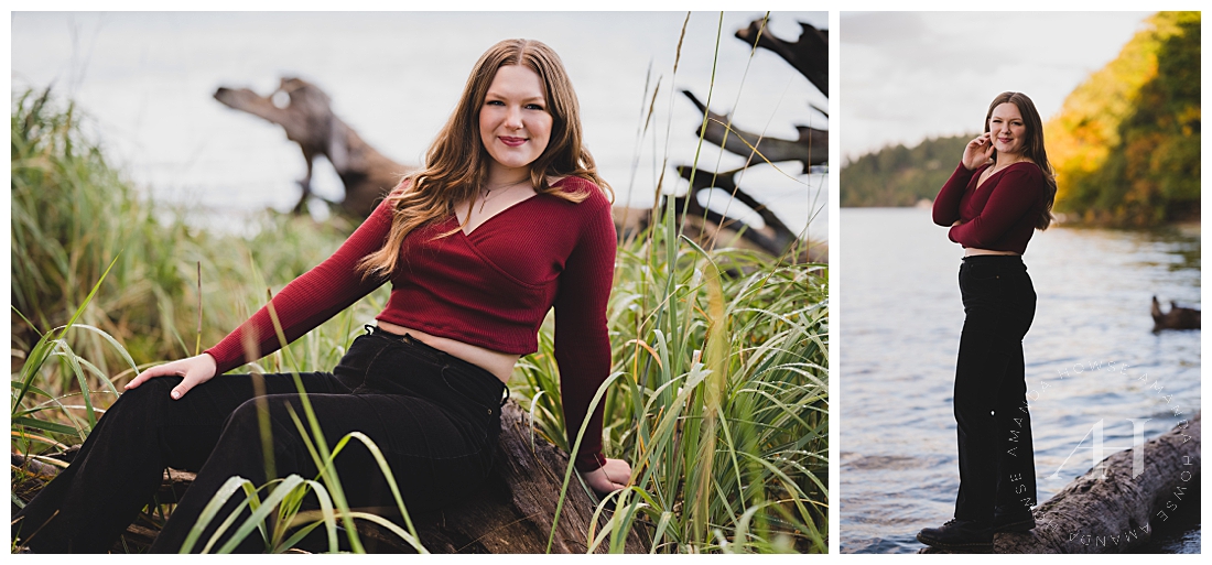 Outdoor Senior Pictures | Portraits by the Water, Tall Grass Design | Photographed by the Best Tacoma Senior Photographer Amanda Howse Photography