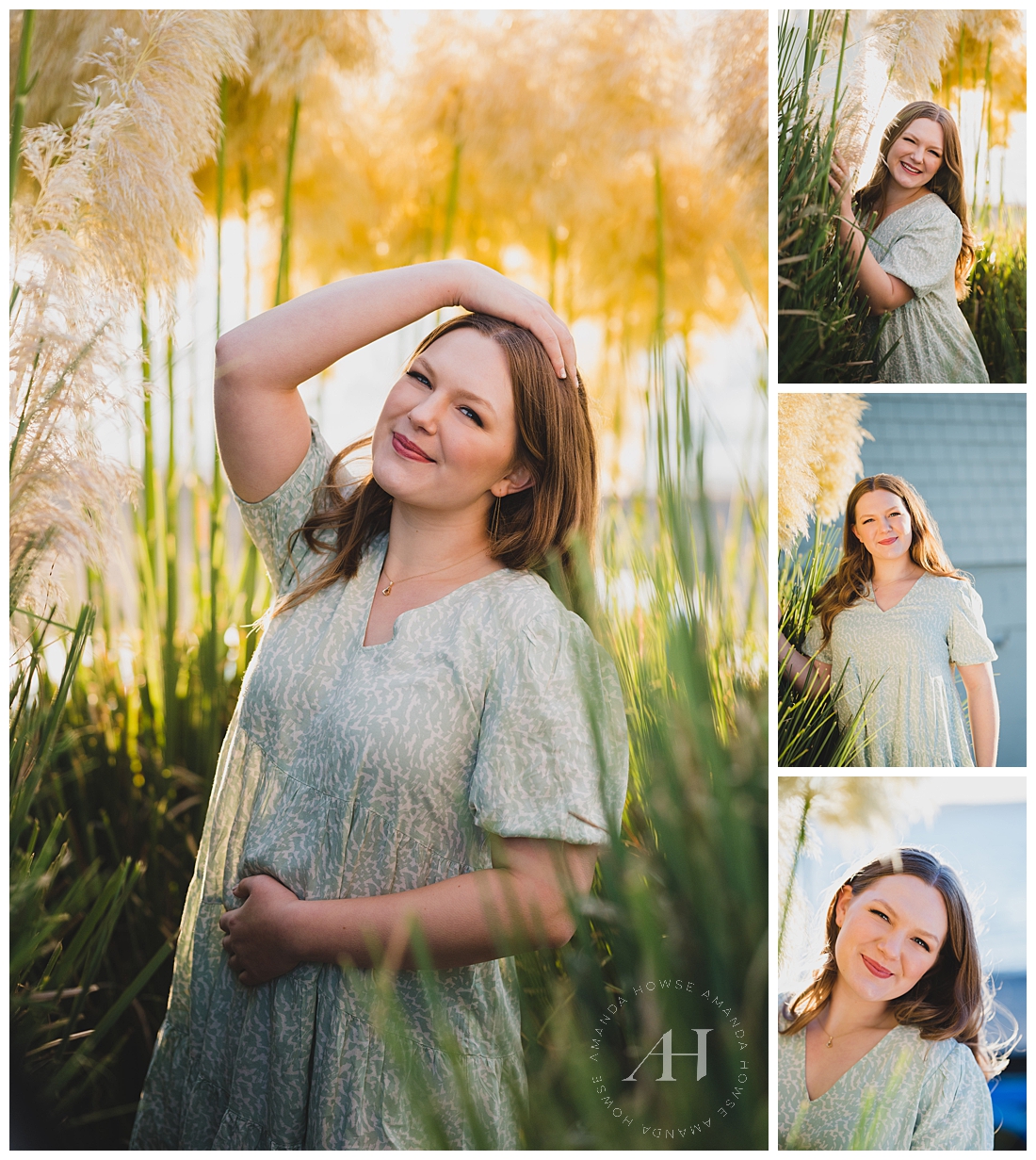 Sage Green Senior Portraits | Fun Poses for Outdoor Portraits | Photographed by the Best Tacoma Senior Photographer Amanda Howse Photography