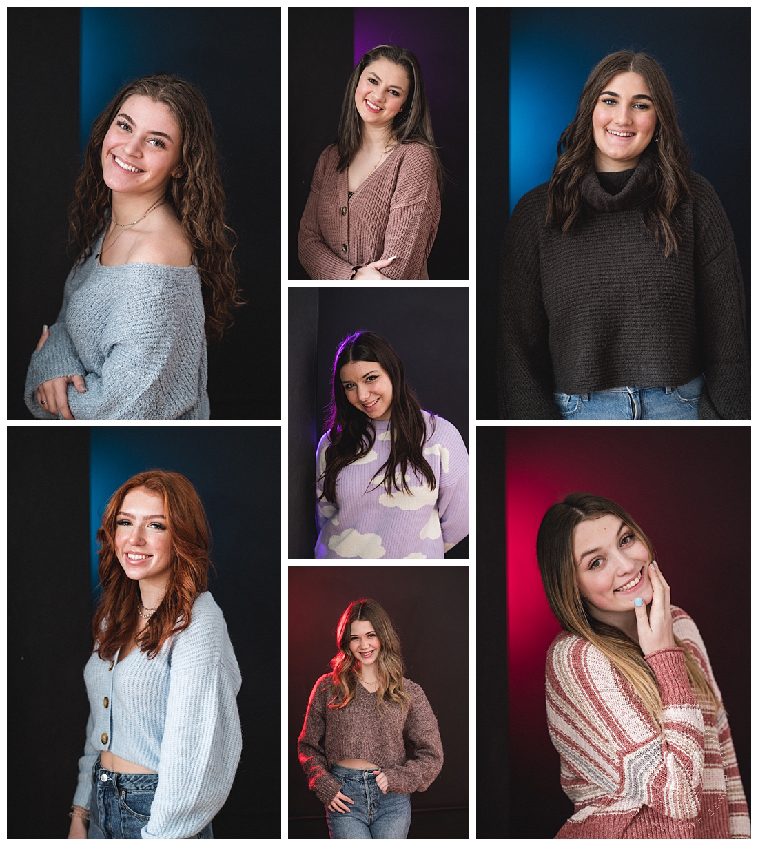 Compilation of Studio Lights Portrait Session | Cute Sweater Selections, AHP Model Team 2022 | Photographed by the Best Tacoma Senior Portrait Photographer Amanda Howse Photography