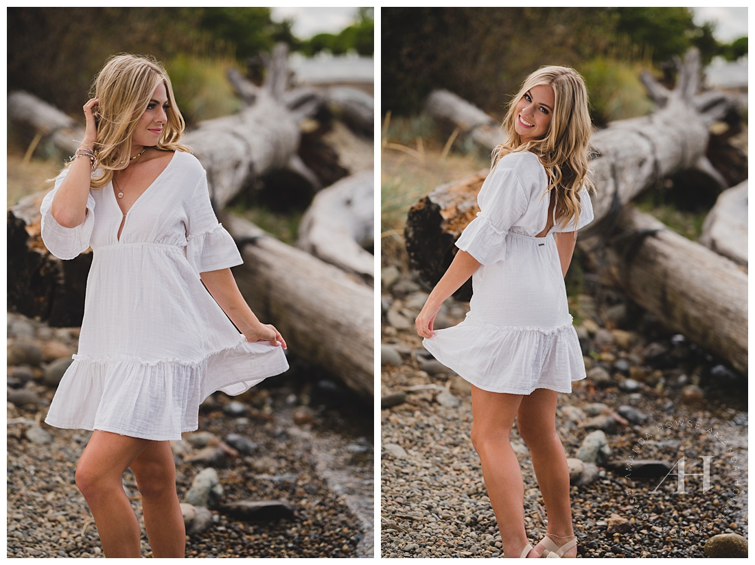 Beach Theme Portrait Session | Flowy Summer Dress and Sandals | Photographed by the Best Tacoma Senior Photographer Amanda Howse Photography