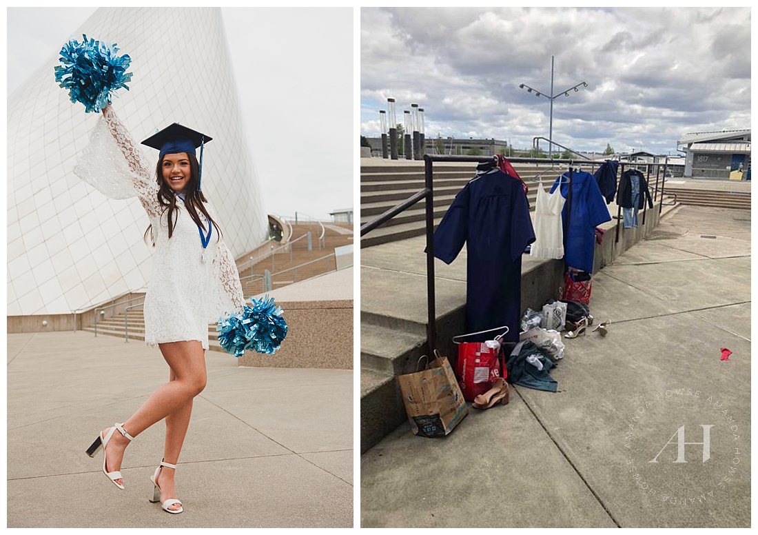 Cheer Graduation Photos | Gap and Gown Mini Session in Tacoma, Washington, BTS Shoot | Photographed by the Best Tacoma Washington Senior Photographer Amanda Howse Photography