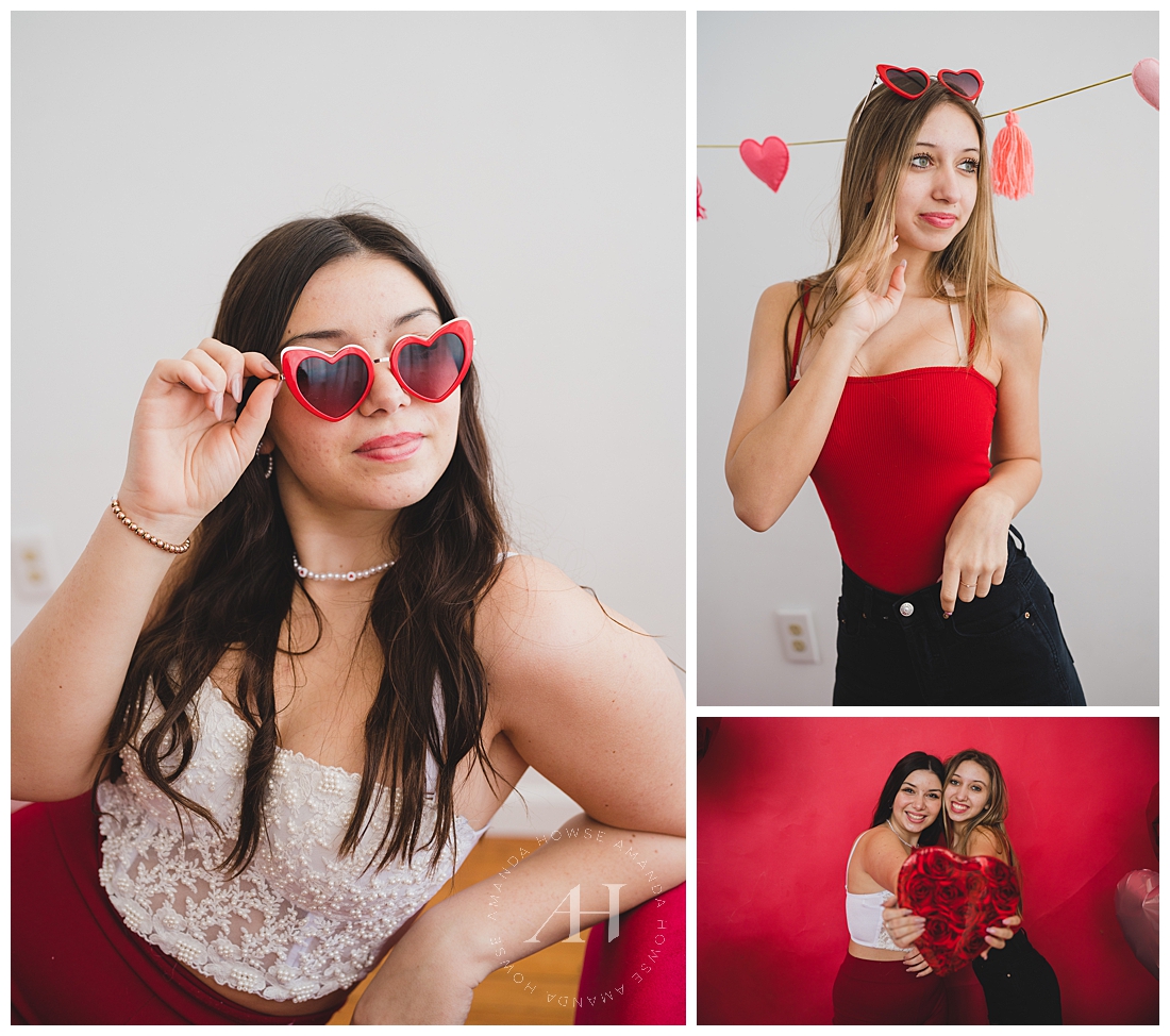 Hearts-Themed Mini Photoshoots | AHP Model Team, Cute V-Day Tank Tops | Photographed by the Best Tacoma Senior Portrait Photographer Amanda Howse Photography