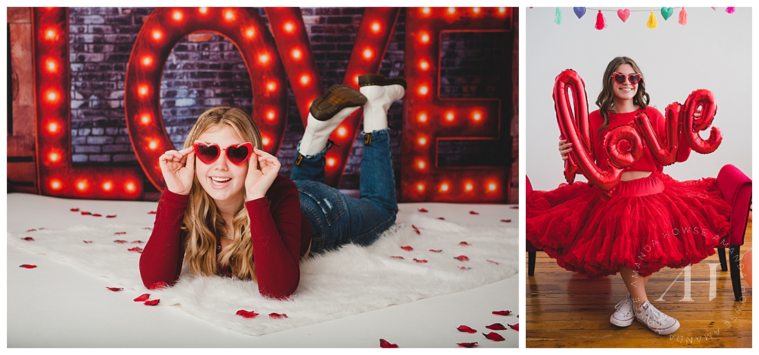 LOVE Studio Session with Team Girls | Red-Themed Portraits, Fluffy Statement Skirts | Photographed by the Best Tacoma Senior Portrait Photographer Amanda Howse Photography