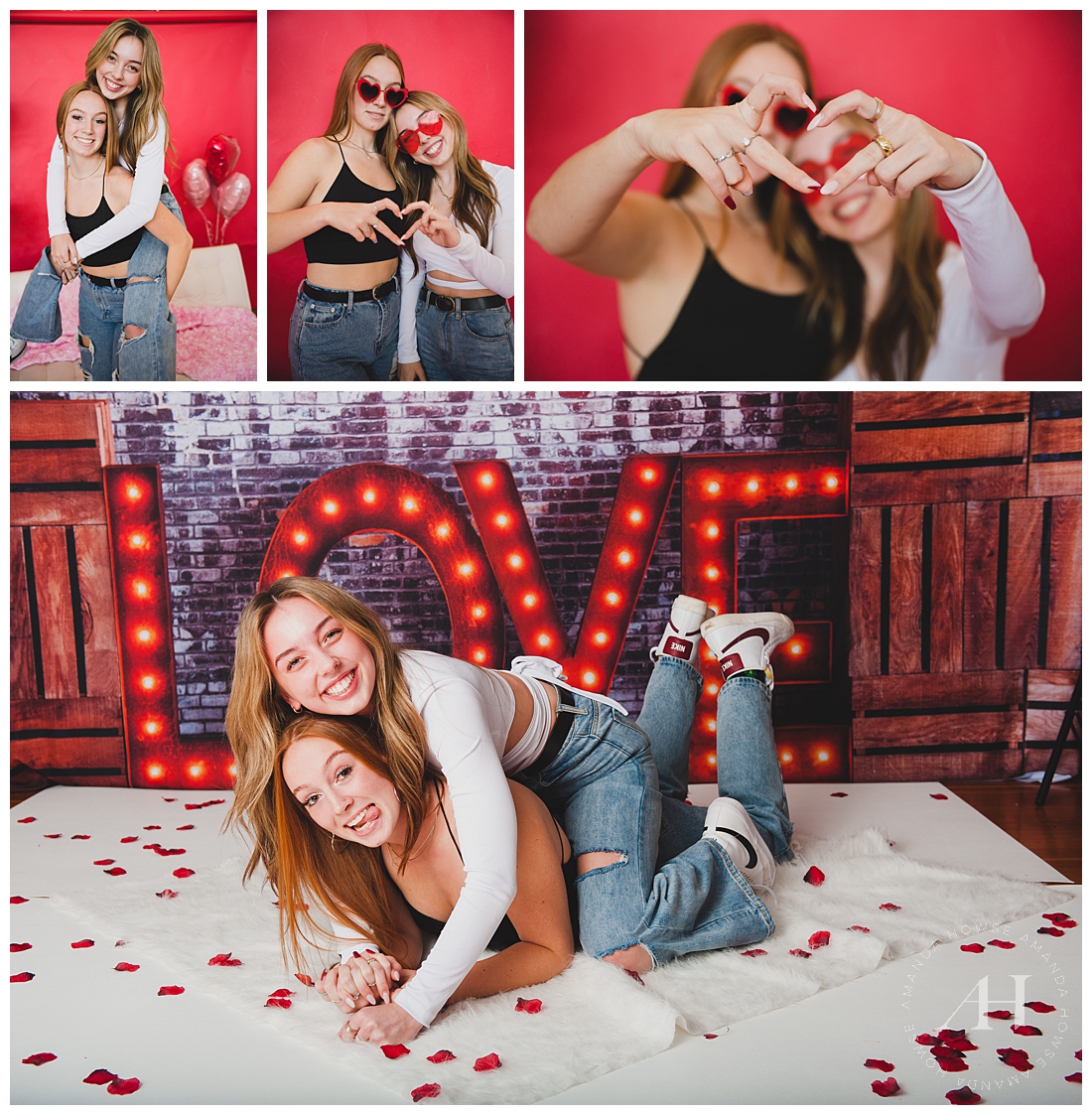 Cute Friends V-Day Photoshoot | Fun Ideas For Friends on V-Day, Nikes and Cute Tanks | Photographed by the Best Tacoma Senior Portrait Photographer Amanda Howse Photography