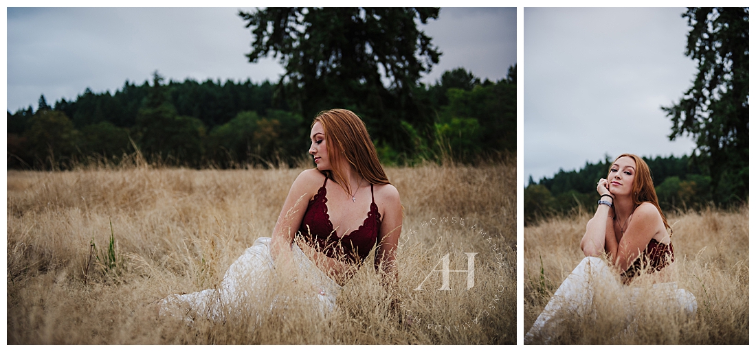 Outdoor Senior Photos in Summer Field | Artsy Senior Session, PNW Summertime | Photographed by the Best Tacoma Senior Photographer Amanda Howse Photography
