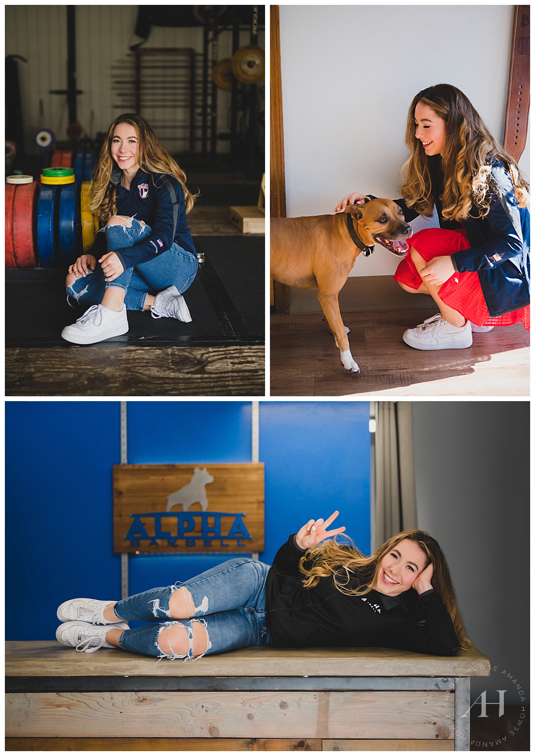 Showcasing Your Passions in Senior Photos | Cute Pup Pics, Weight Lifting Women | Photographed by the Best Tacoma Senior Photographer Amanda Howse Photography
