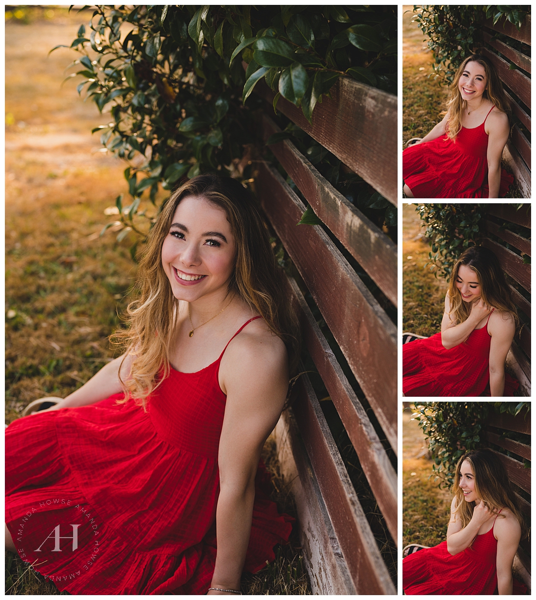 Strong Senior in Stylish Red Dress | Summer Sundress Style Ideas, Rustic Senior Session | Photographed by the Best Tacoma Senior Photographer Amanda Howse Photography