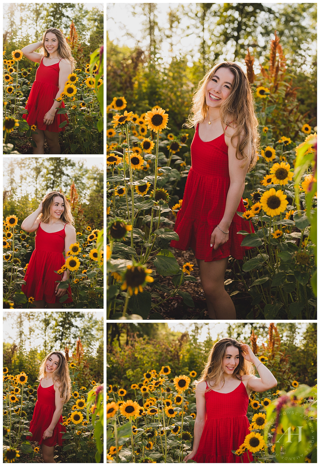 Senior Girl in Field of Sunflowers | Wild Hearts Farm, Tacoma, WA. Senior Style Guide, Posing Among the Sunflowers | Photographed by the Best Tacoma Senior Photographer Amanda Howse Photography