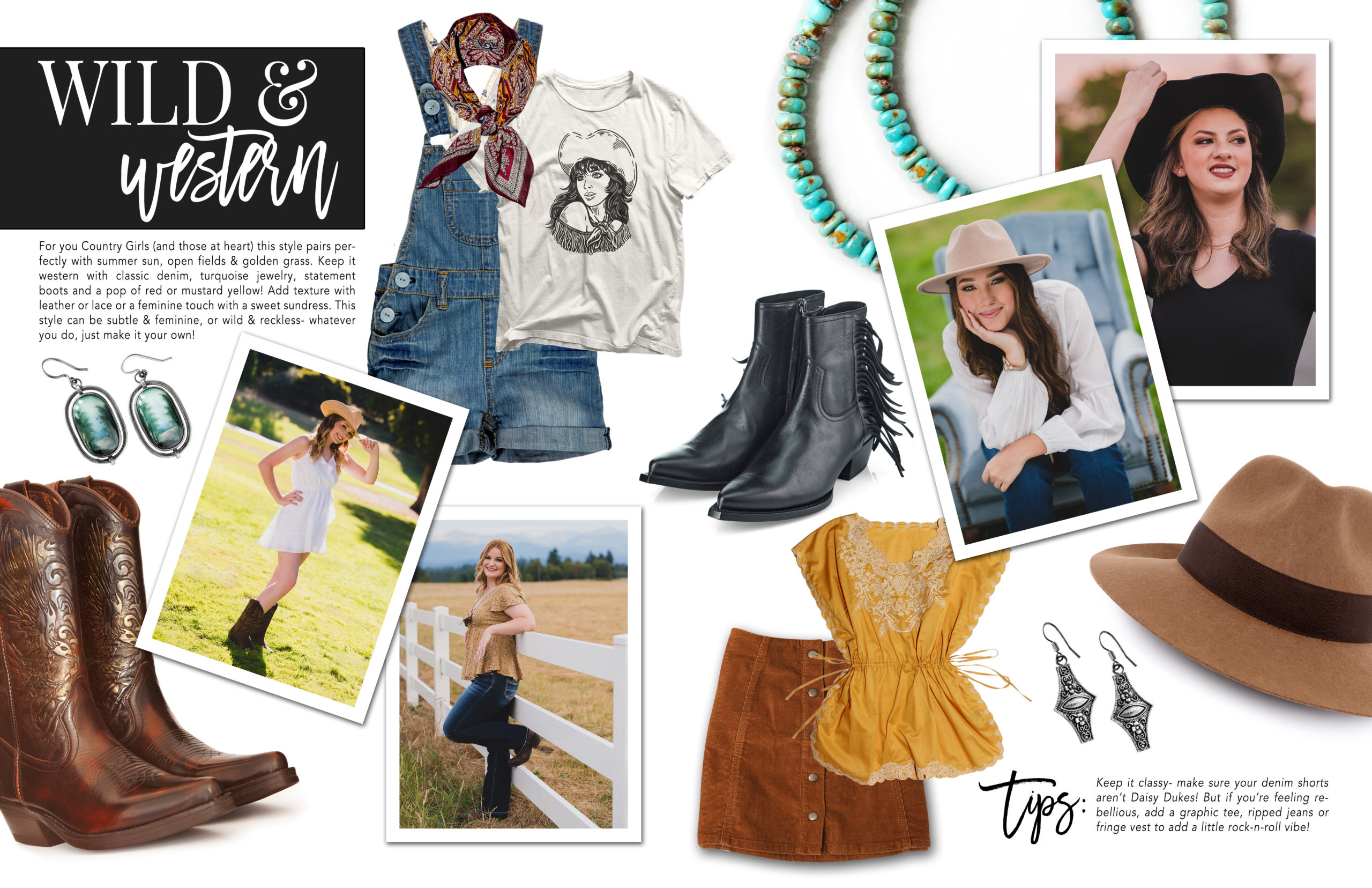 Wild and Western Senior Portrait Outfit Guide | Country Summer Outfits, Statement Boots and Leather Texture, Bright Red and Mustard Accepts | Photographed by the Best Tacoma Senior Photographer Amanda Howse Photography