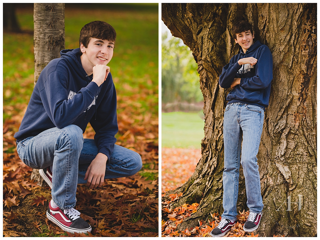 Cool and Casual Outfit Ideas for High School Guys | How to Wear School Sweatshirt for Senior Pictures, Black and Red Vans | Photographed by the Best Tacoma, Washington Senior Photographer Amanda Howse Photography