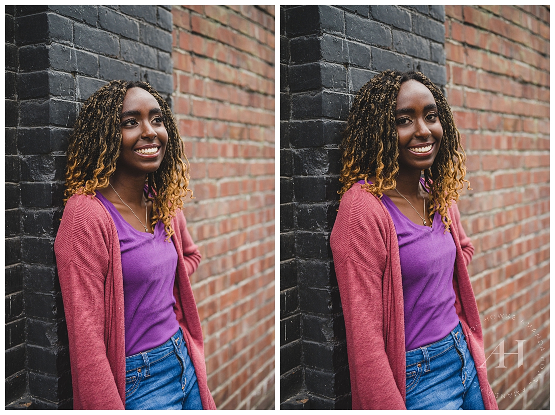 Cute Brick Wall Background in Tacoma | Urban Senior Session in Washington | Photographed by the Best Tacoma Washington Senior Photographer Amanda Howse Photography