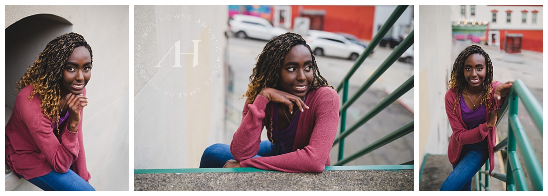 Cute Poses For Sitting on Steps | Urban Senior Session | Photographed by the Best Tacoma Washington Senior Photographer Amanda Howse Photography
