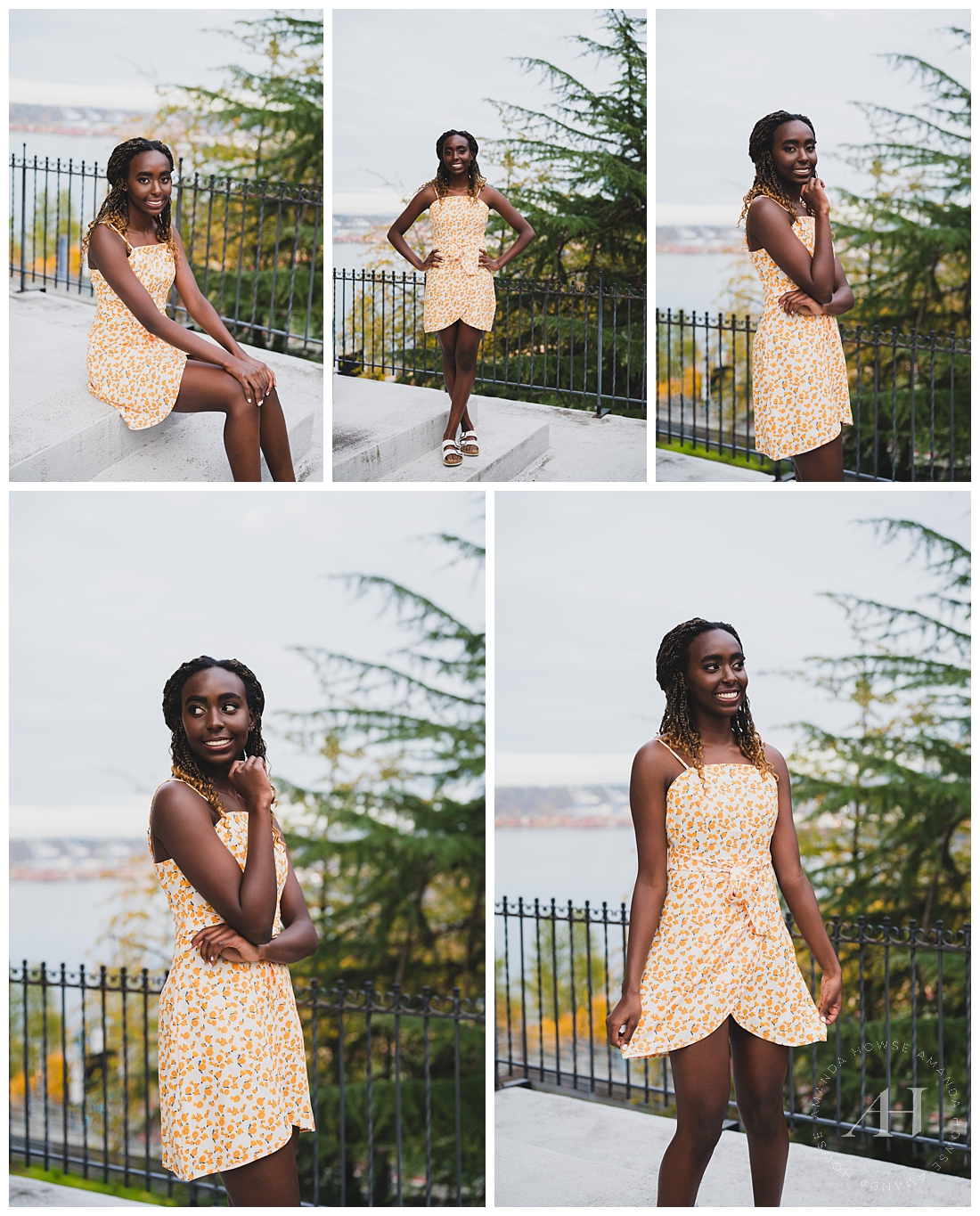  Colorful Senior Portraits in Fall | Bright Yellow Dress with Floral Print and Birks | Photographed by the Best Tacoma Washington Senior Photographer Amanda Howse Photography