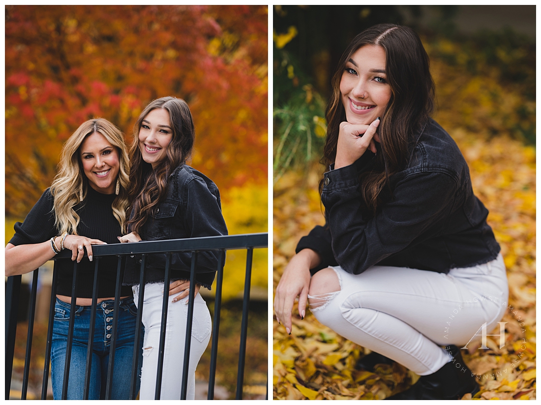 Mother-Daughter Senior Portraits | Fun Fall Photos in Park | Photographed by the Best Tacoma, Washington Senior Photographer Amanda Howse Photography