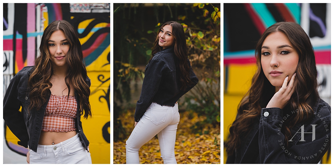 Urban Tacoma Senior Photos with Colorful Wall Mural | Photographed by the Best Tacoma, Washington Senior Photographer Amanda Howse Photography