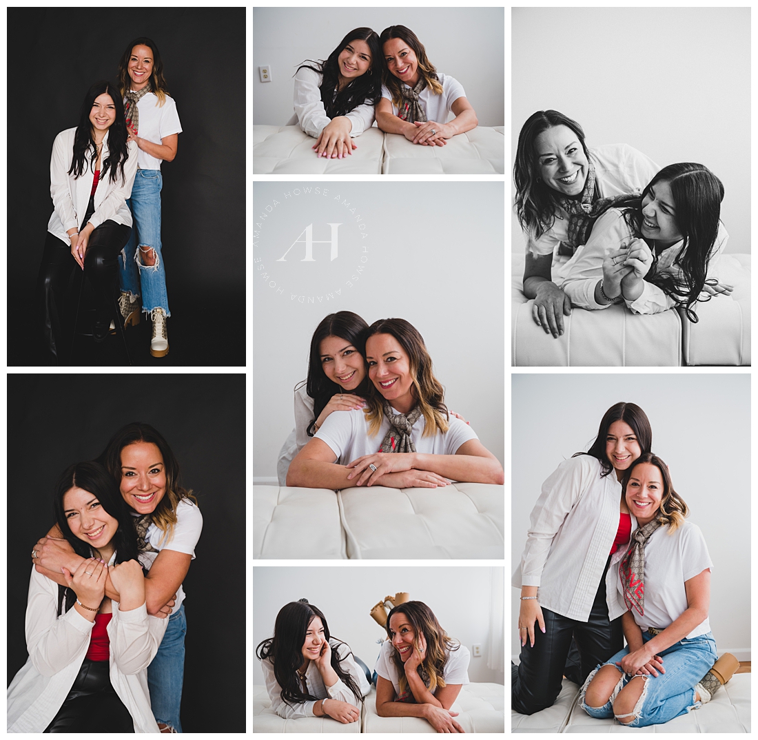 Stylish Mother and Daughter Studio Portrait Work | Posing with Mom For Pictures | Photographed by the Best Tacoma Washington Senior Photographer Amanda Howse Photography
