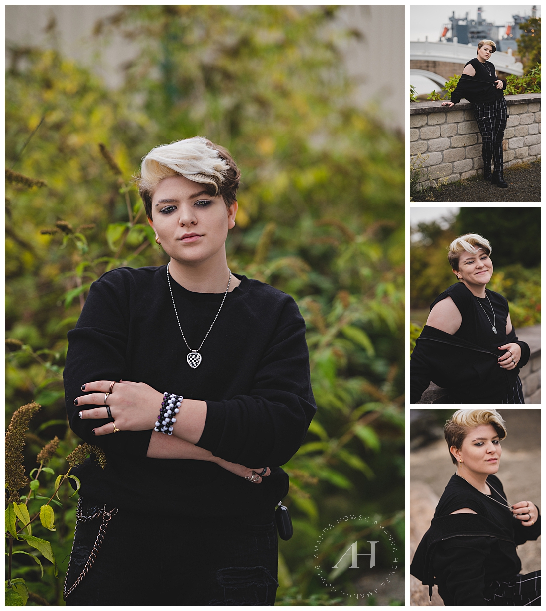 All Black Senior Outfit Ideas with PNW Background | Photographed by the Best Tacoma, Washington Senior Photographer Amanda Howse Photography
