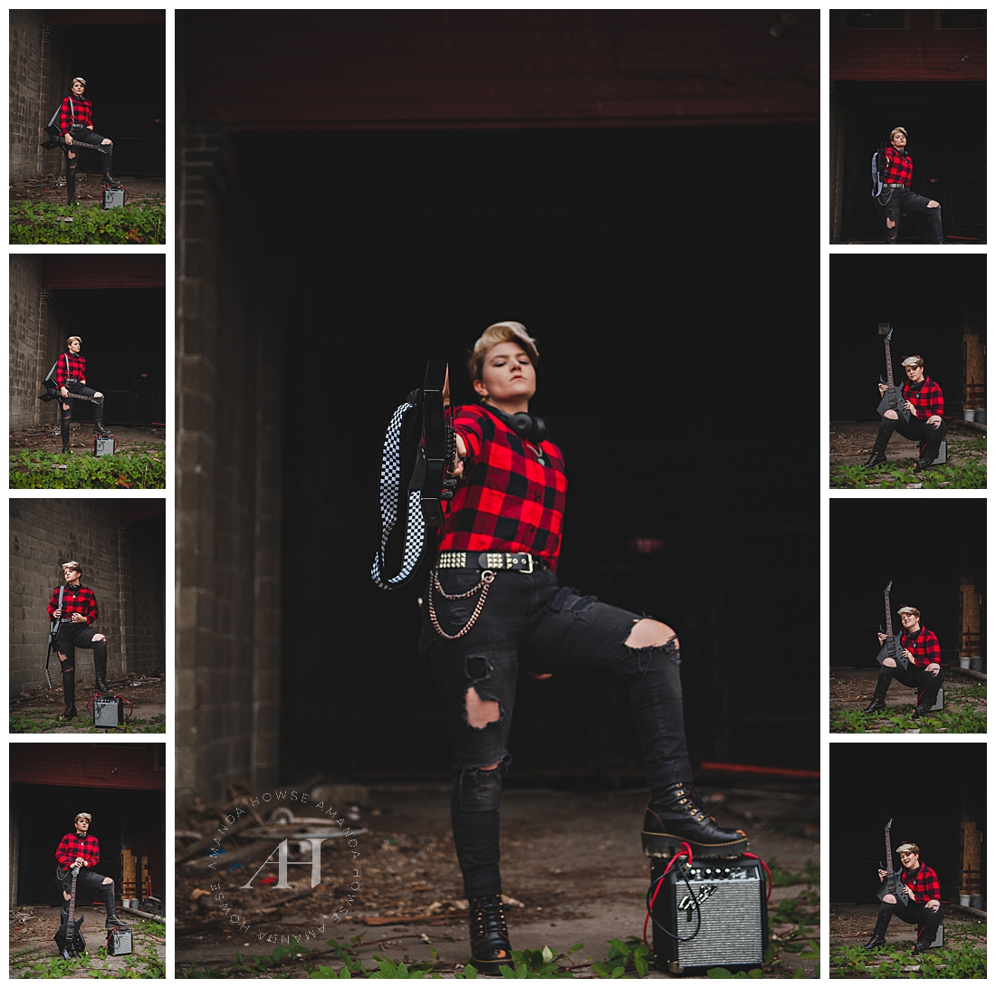 PNW Grunge Portraits with Red Flannel and Guitar | Punk Rock Ideas For High School Senior Sessions | Photographed by the Best Tacoma, Washington Senior Photographer Amanda Howse Photography