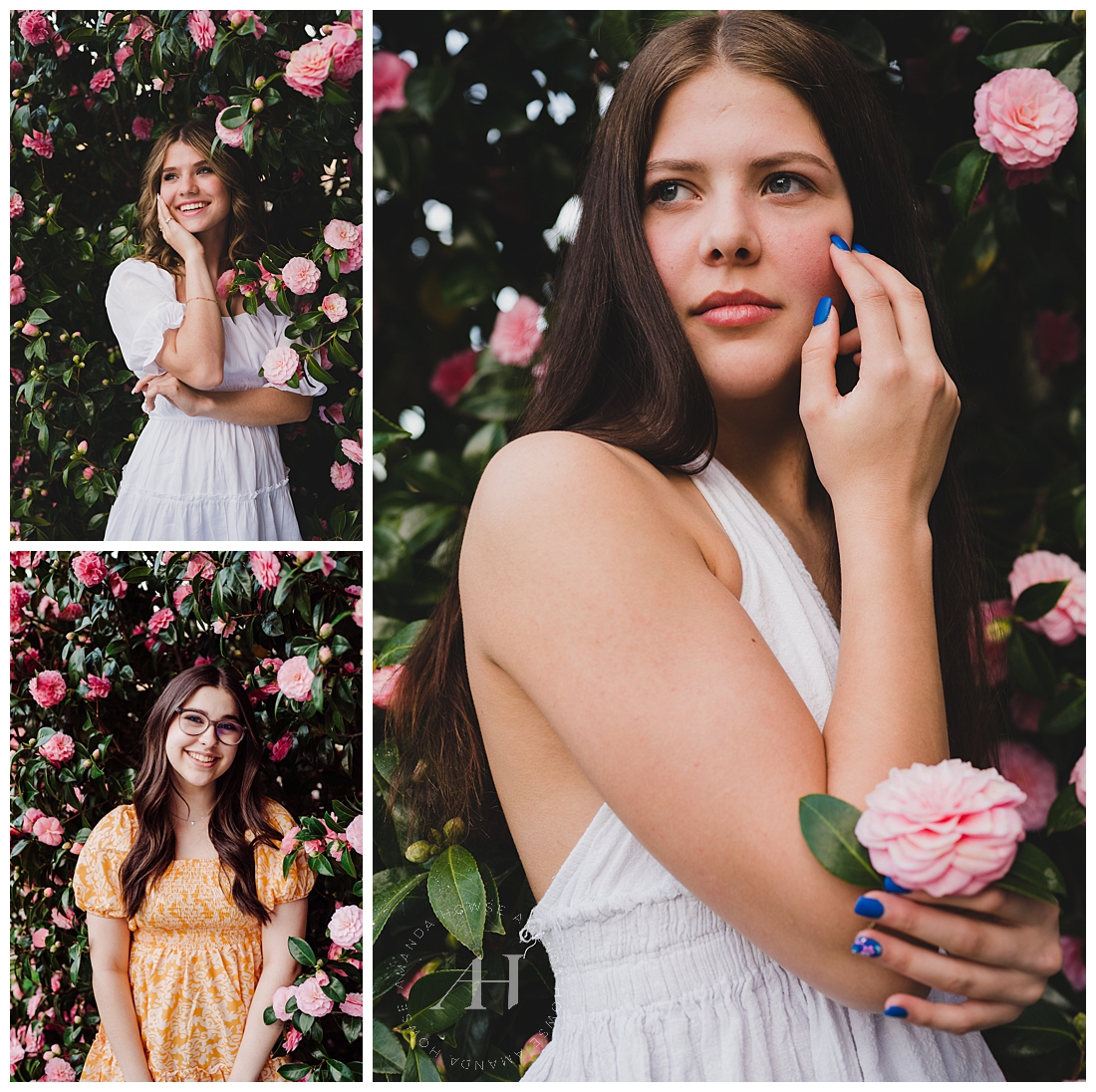 Secret Garden Inspired Photoshoot with Pink Roses and Cute Sun Dresses | AHP Model Team 2023 | Photographed by the Best Tacoma, Washington Senior Photographer Amanda Howse Photography