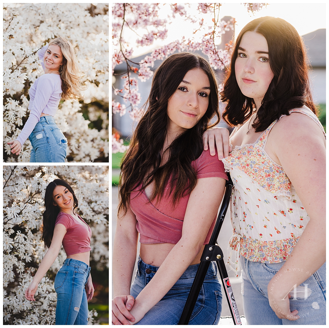 Cherry Blossom Season in PNW | Cute Poses For Outdoor Photoshoots | Photographed by the Best Tacoma, Washington Senior Photographer Amanda Howse Photography