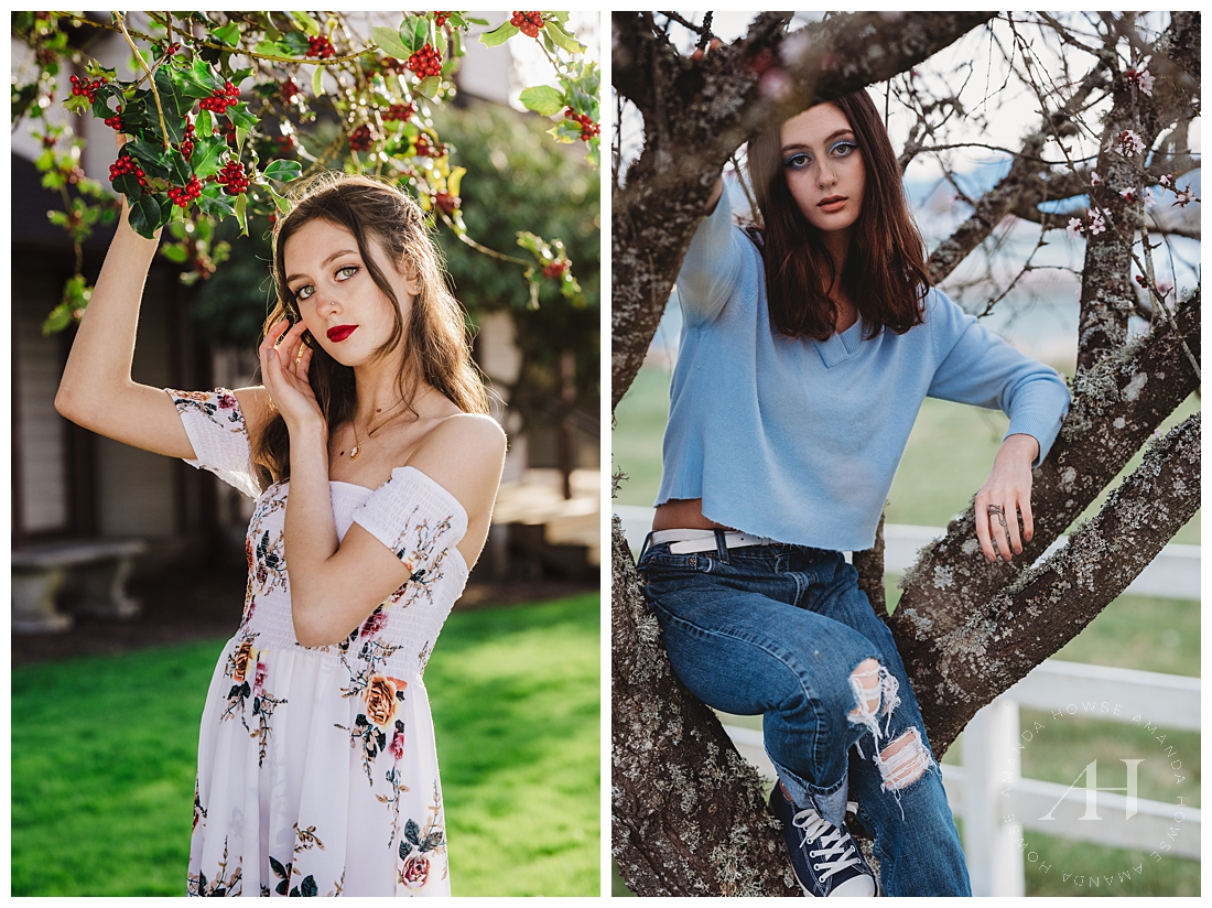 Cute Ideas For Switching Up Poses in Outdoor Photoshoots | Artsy Ways to Pose in Trees | Photographed by the Best Tacoma, Washington Senior Photographer Amanda Howse Photography