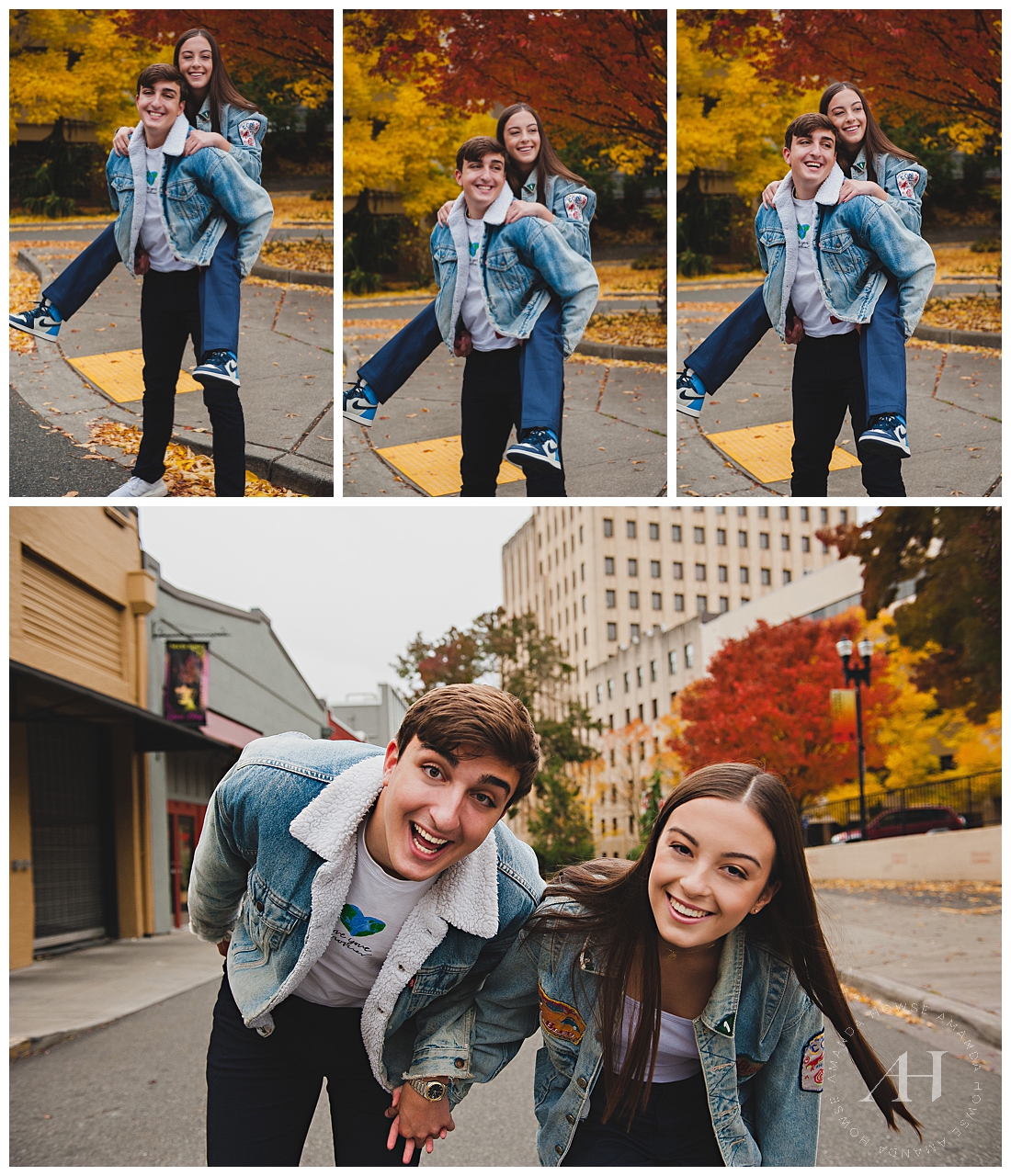 Twin Senior Portrait Ideas with Cute Matching Denim Jackets | Senior Style Guide 2022 | Photographed by the Best Tacoma, Washington Senior Photographer Amanda Howse Photography