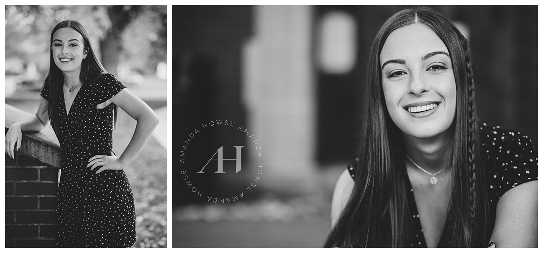 Sweet Black and White Portraits For Senior Girls | Sleek Hair and Makeup Ideas For Senior Portraits | Photographed by the Best Tacoma, Washington Senior Photographer Amanda Howse Photography