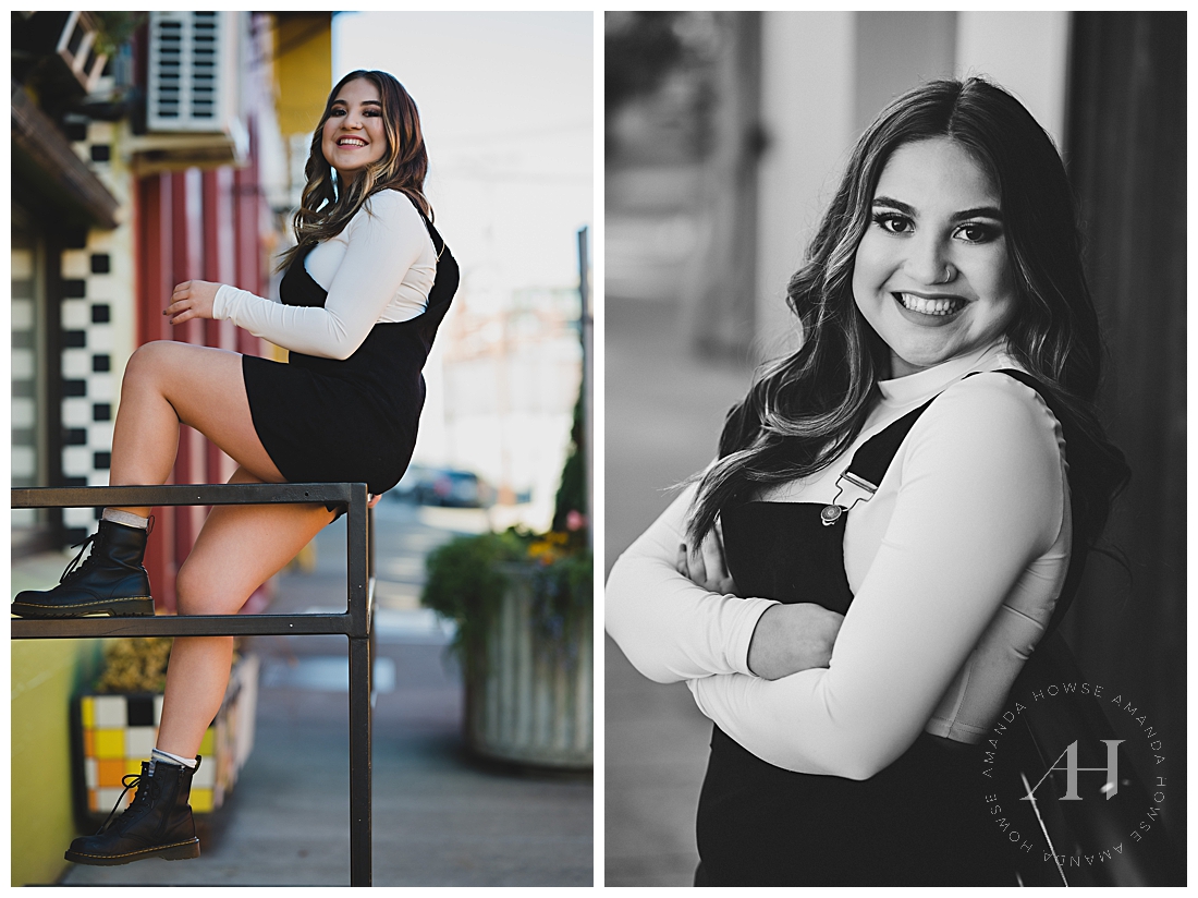 Opera Alley Senior Portraits with Bright Colored Wall Art | Photographed by the Best Tacoma, Washington Senior Photographer Amanda Howse Photography