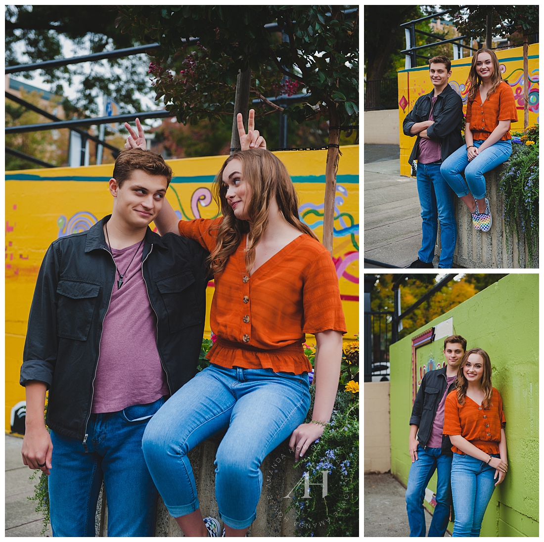 Funny Sibling Portrait Poses For Twins | Photographed by the Best Tacoma, Washington Senior Photographer Amanda Howse Photography