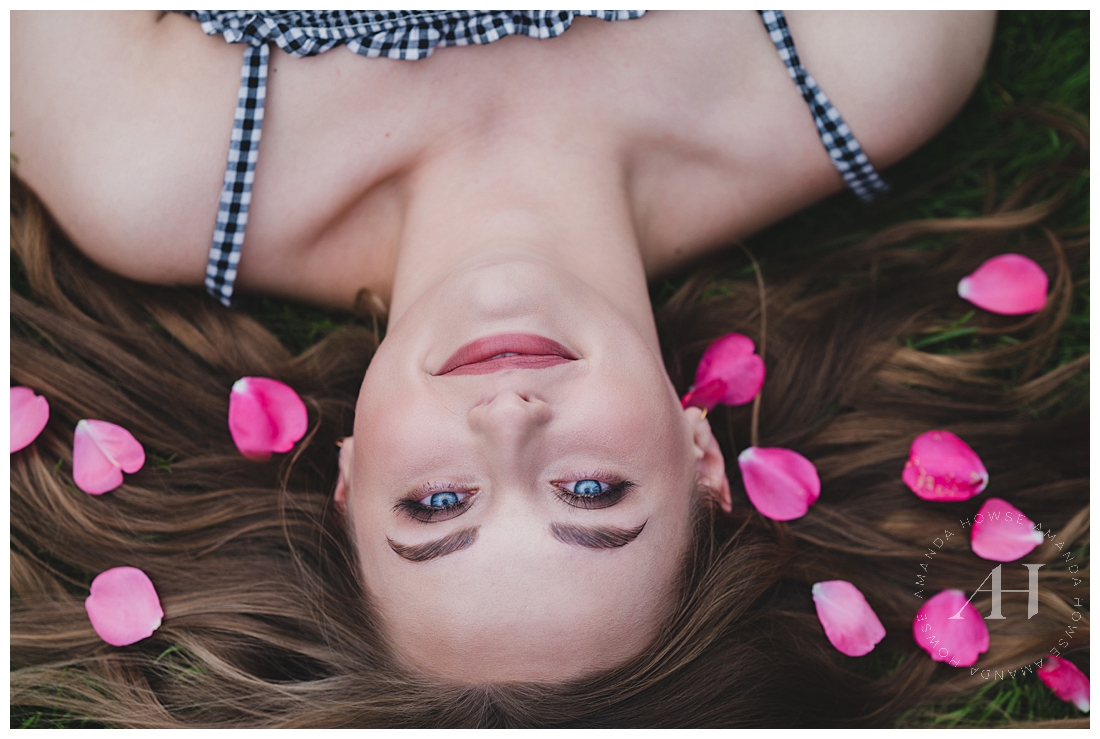 Washington Senior Photography | Pink Petals in Hair | Photographed by the Best Tacoma, Washington Senior Photographer Amanda Howse Photography