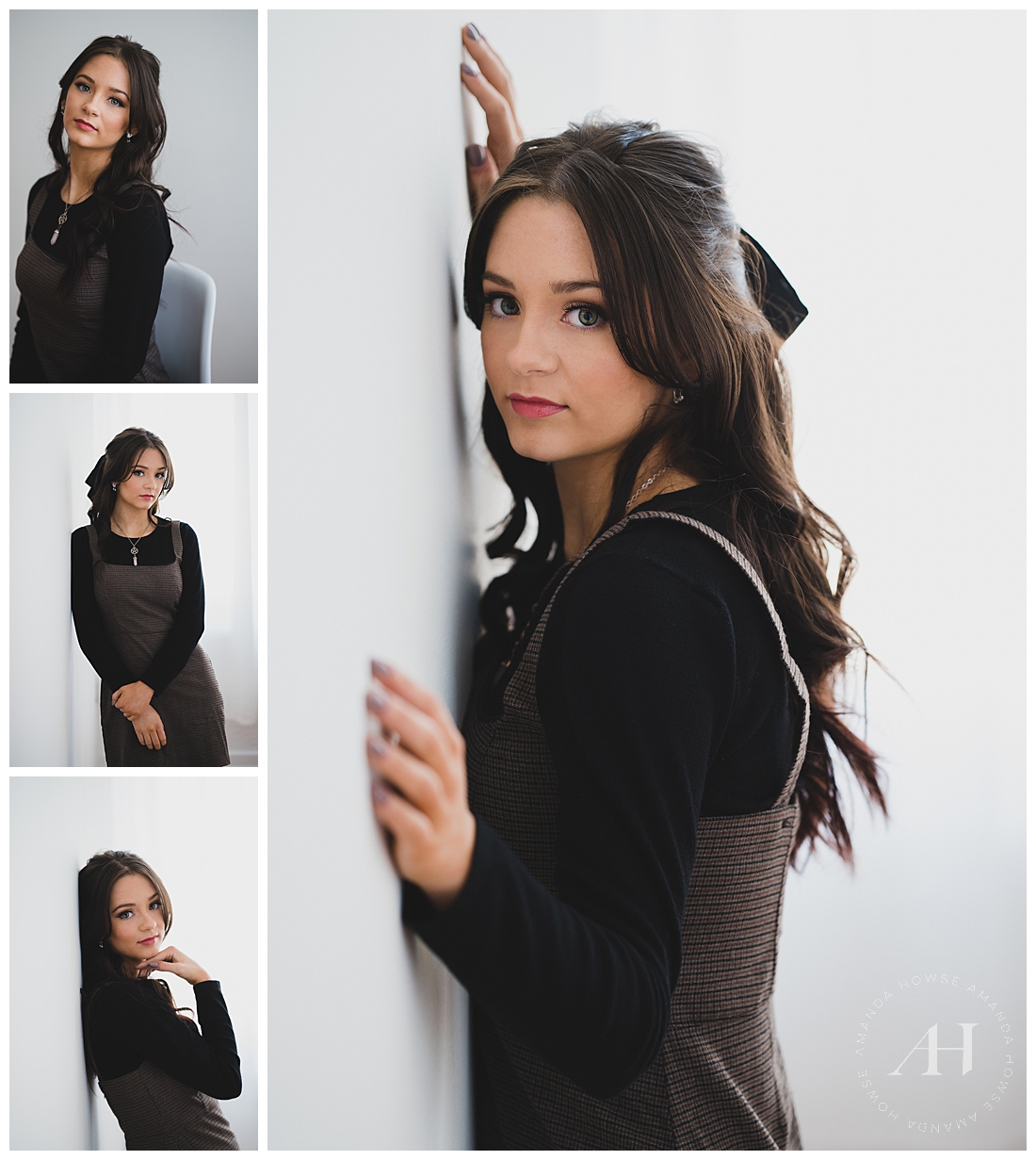 Cute, Dark Studio Portraits with Black and White Color-Theme | Wednesday Adams Inspired Outfit Ideas | Photographed by the Best Tacoma, Washington Senior Photographer Amanda Howse Photography