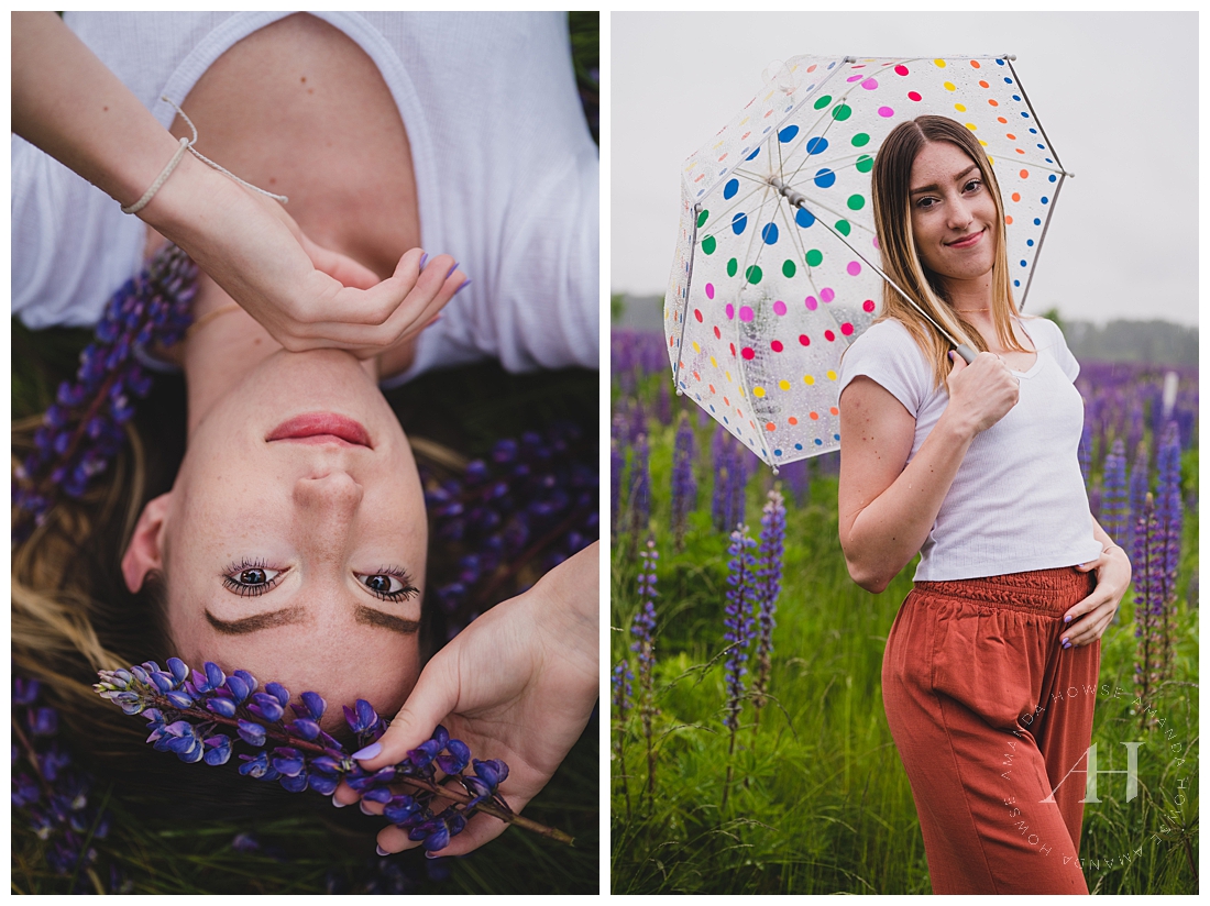 Colorful Polka Dot Senior Portrait Ideas | Photos with Spring Flowers | Photographed by the Best Tacoma, Washington Senior Photographer Amanda Howse Photography